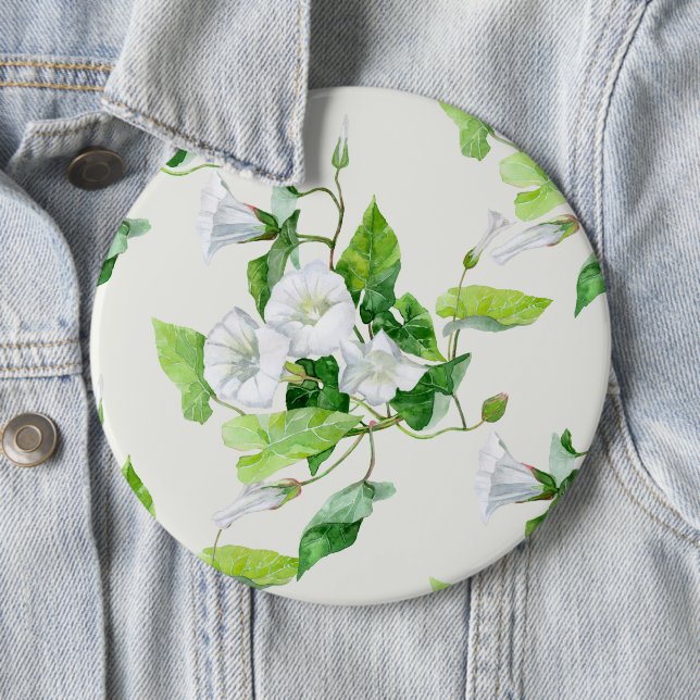 Badge Rond 15,2 Cm Fleur blanche (En situation)