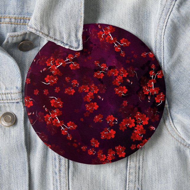 Badge Rond 15,2 Cm Fleur de Cerisier 3 (En situation)