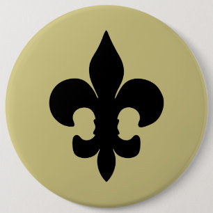 Badge Rond 15,2 Cm Fleur noir superbe de lis