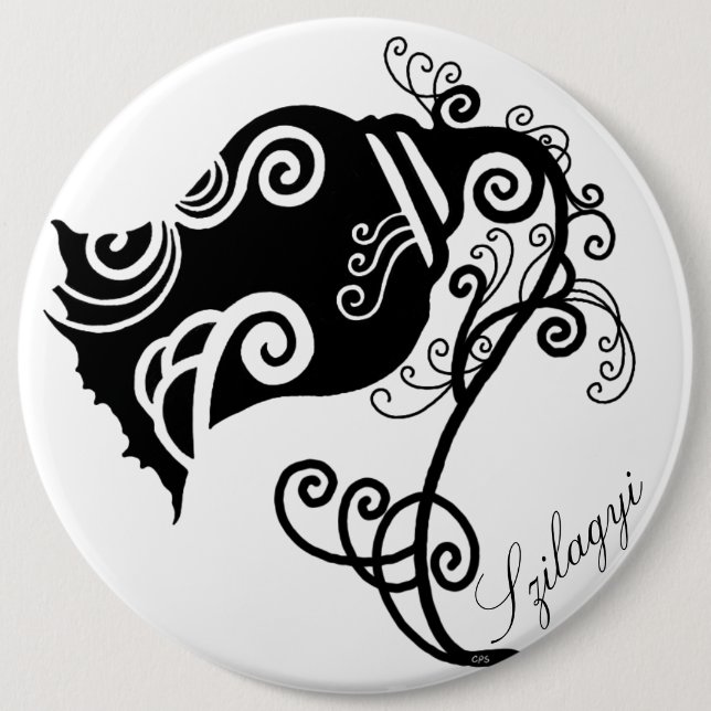 Badge Rond 15,2 Cm Fleur noire tatouage (Devant)