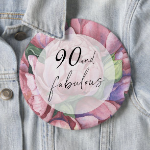 Badge Rond 15,2 Cm Fleur vintage 90e fête d'anniversaire