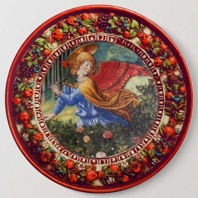 Badge Rond 15,2 Cm Fleurs de collecte d'anges Fleurs de la Couronne d (Devant)