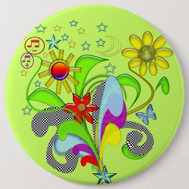 Badge Rond 15,2 Cm Fleurs de gel et torsades (Devant)