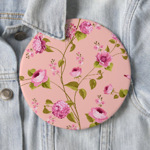 Badge Rond 15,2 Cm Fleurs Motif 17