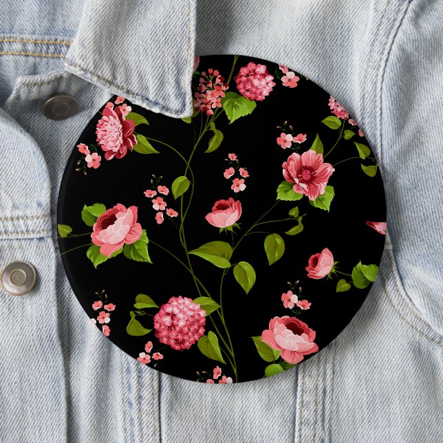 Badge Rond 15,2 Cm Fleurs Motif 18 (En situation)