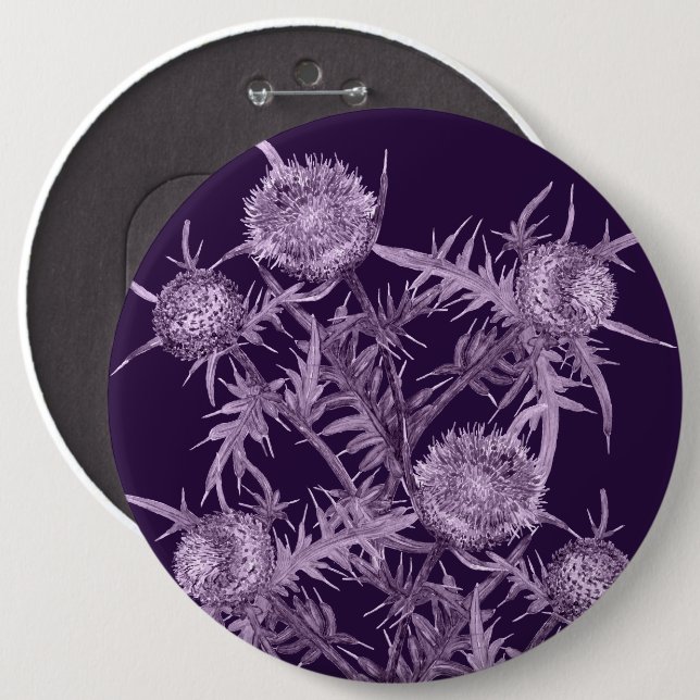 Badge Rond 15,2 Cm fleurs THISTLE violet fleur motif (Devant & derrière)