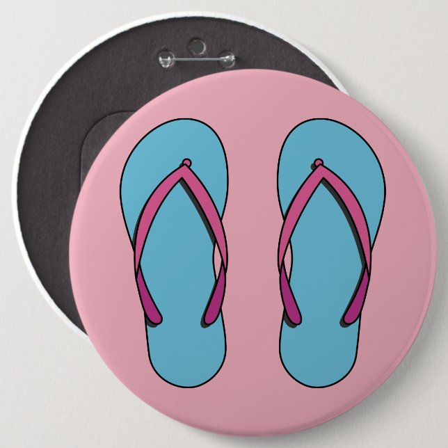 Badge Rond 15,2 Cm Flip Flops de plage (Devant & derrière)