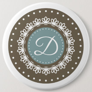 Badge Rond 15,2 Cm Floral bleu brun personnalisé photo classique