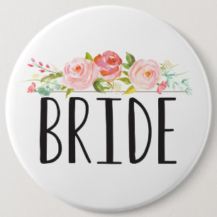 Badge Rond 15,2 Cm Floral   Bouton Mariage