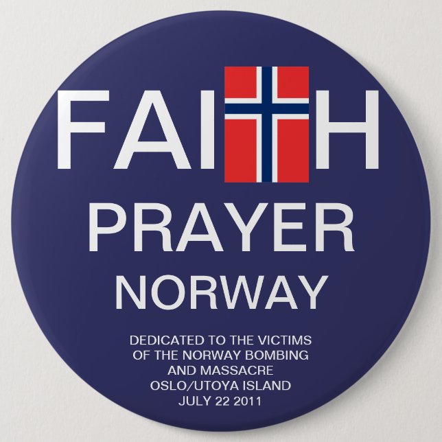 BADGE ROND 15,2 CM FOI PRIER NORVÈGE (Devant)