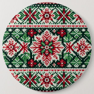 Badge Rond 15,2 Cm Foire de Noël/hiver île rouge et verte