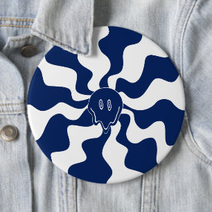 Badge Rond 15,2 Cm Fonte de sourire en bleu et blanc
