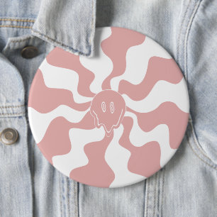Badge Rond 15,2 Cm Fonte de sourire en rose et blanc