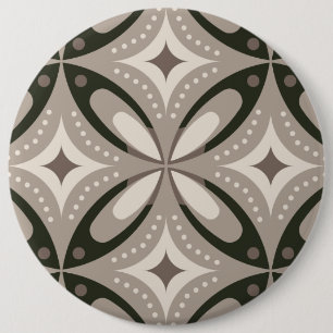 Badge Rond 15,2 Cm Formes circulaires rétro beige et marron