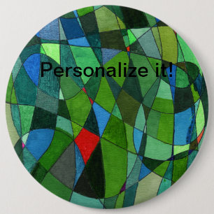 Badge Rond 15,2 Cm Formes courbes douces en vert cool et accents roug