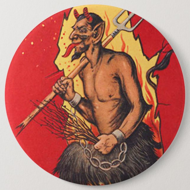 Badge Rond 15,2 Cm Fourche de Krampus (Devant)