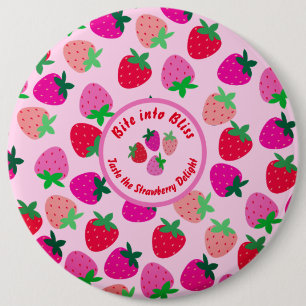 Badge Rond 15,2 Cm fraise rose champ été boulangerie nature fruit