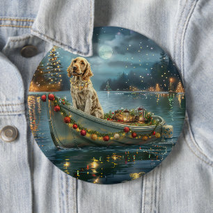 Badge Rond 15,2 Cm Français Setter Christmas Festive Voyage