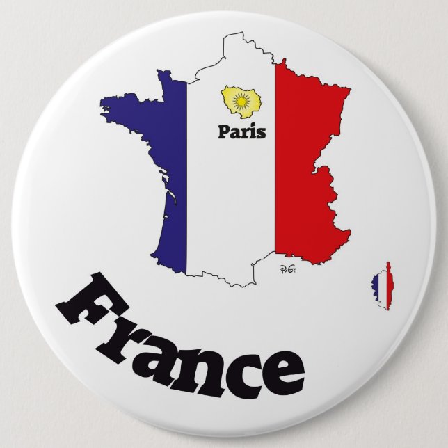 Badge Rond 15,2 Cm France Button (Devant)