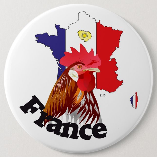 Badge Rond 15,2 Cm France Button (Devant)