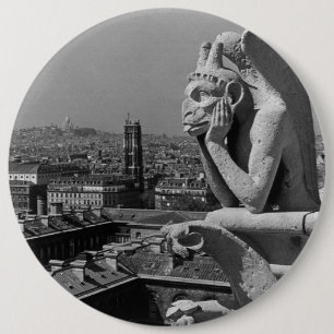 Badge Rond 15,2 Cm France vintage Paris Cathédrale Notre-Dame penseur