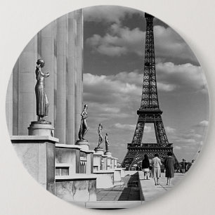 Badge Rond 15,2 Cm France vintage Paris tour Eiffel palais de Chaillo