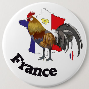 Badge Rond 15,2 Cm Frankreich France Francia Button