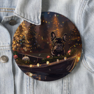 Badge Rond 15,2 Cm French Bulldog Christmas Festive Voyage