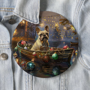 Badge Rond 15,2 Cm French Bulldog Christmas Festive Voyage