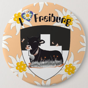 Badge Rond 15,2 Cm Fribourg / Fribourg Suisse Suisse Buttons