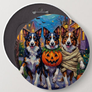 Badge Rond 15,2 Cm Frontière Collie Chiens Trick-or-Treating à Hallow