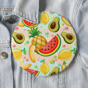 Badge Rond 15,2 Cm Fruits d'été frais Motif