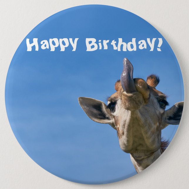 Badge Rond 15,2 Cm Funny Giraffe Joyeux anniversaire (Devant)