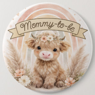 Badge Rond 15,2 Cm Futur Maman Bohème Baby Shower Floral Rainbow 