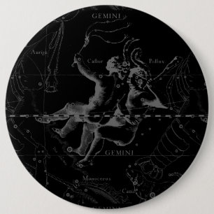 Badge Rond 15,2 Cm Gemini Constellation Map Engraving by Hevelius