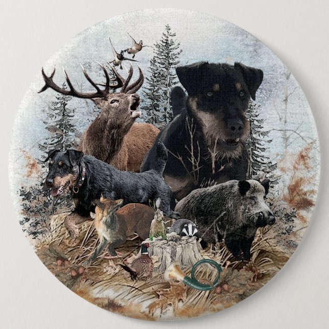 Badge Rond 15,2 Cm German Hunting Terrier (Jagdterrier)   (Devant)