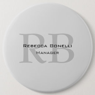 Badge Rond 15,2 Cm Gestionnaire de monogrammes gris blanc arrondi