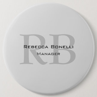 Badge Rond 15,2 Cm Gestionnaire de monogrammes gris blanc arrondi