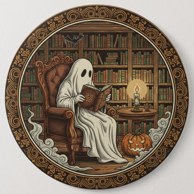 Badge Rond 15,2 Cm  Ghost In A Library (Devant)
