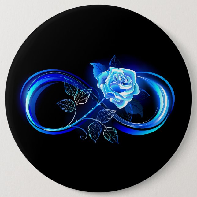 Badge Rond 15,2 Cm Glowing infinity with blue rose (Devant)