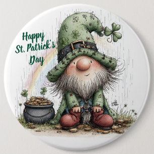 Badge Rond 15,2 Cm Gnome de la Saint-Patrick fantaisiste