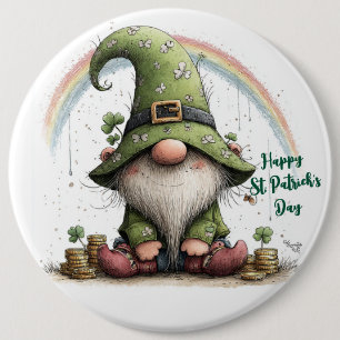 Badge Rond 15,2 Cm Gnome de la Saint-Patrick Fantaisiste