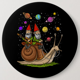 Badge Rond 15,2 Cm Gnomes Riding Snail