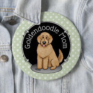 Badge Rond 15,2 Cm Goldendoodle Mom Doodle Mom (rouge doré)