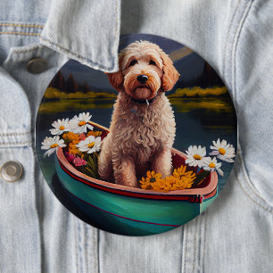 Badge Rond 15,2 Cm Goldendoodle on a Paddle : Une aventure Pittoresqu