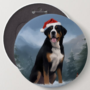 Badge Rond 15,2 Cm Grand Chien suisse de montagne à Noël de neige