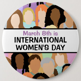 Badge Rond 15,2 Cm Grande Journée internationale de la femme - 8 mars