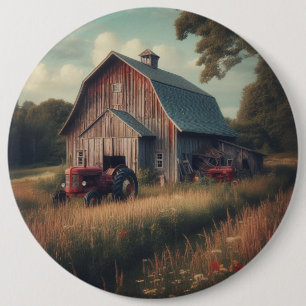 Badge Rond 15,2 Cm Grange rustique vintage et vieux tracteurs