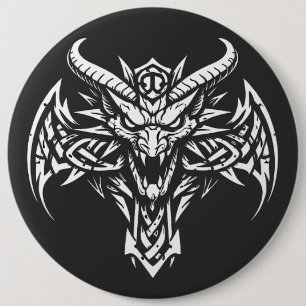 Badge Rond 15,2 Cm Graphisme de tête de démon tribal par BurnsInHe