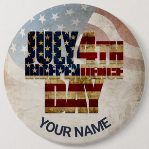 Badge Rond 15,2 Cm Graphisme Grunge USA 4 juillet Indépendance